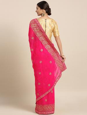 bordered embroidered saree with blouse - 16389932 - Standard Image - 2