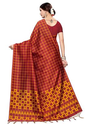 checkered mysore silk saree with blouse - 16390984 - Standard Image - 2