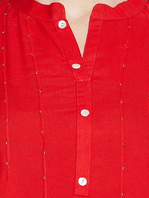 solid pintucks straight kurti - 16391866 - Standard Image - 5
