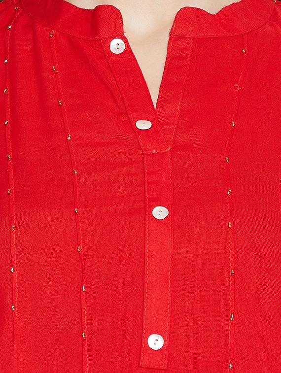 solid pintucks straight kurti - 16391866 - Zoom Image - 5