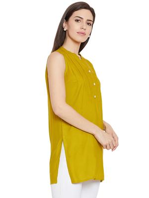 solid pintucks straight kurti - 16391867 - Standard Image - 2