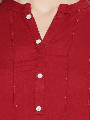 solid pintucks straight kurti - 16391871 - Standard Image - 5