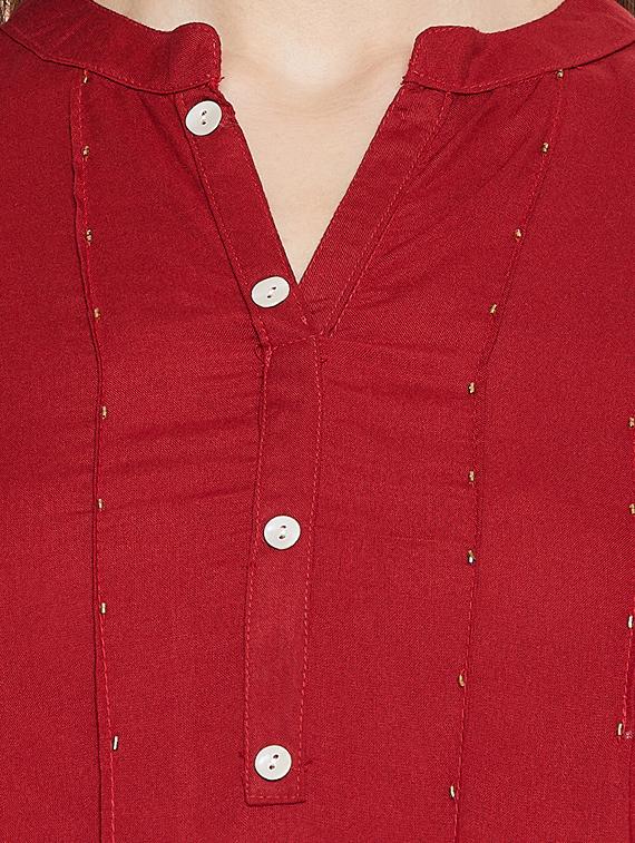 solid pintucks straight kurti - 16391871 - Zoom Image - 5