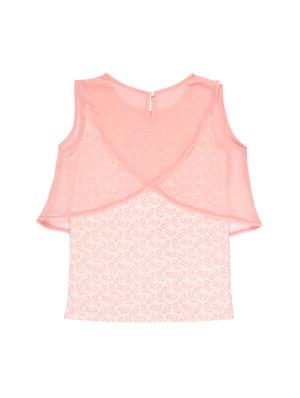 crop top with floral printed knit inner - 16391949 - Standard Image - 2