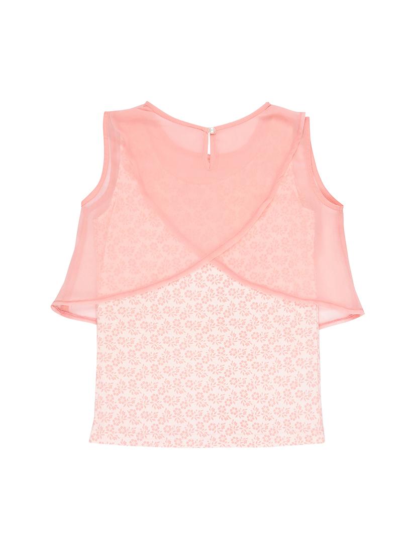 crop top with floral printed knit inner - 16391949 - Zoom Image - 2