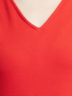 v neck solid sheath dress - 16394303 - Standard Image - 5