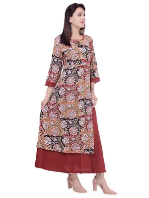 printed layered a-line gown - 16394750 - Standard Image - 2