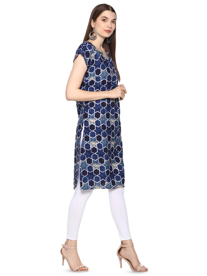 geometrical printed straight kurta - 16396599 - Zoom Image - 2