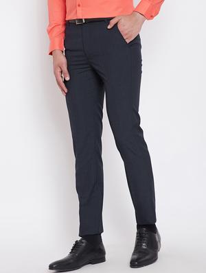 black solid flat front formal trousers - 16396842 - Standard Image - 2