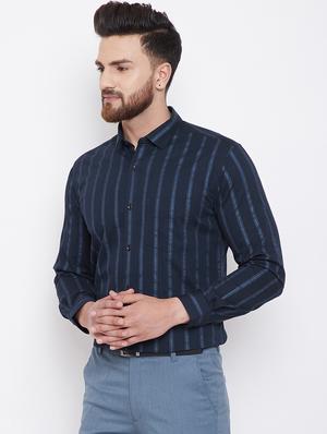 navy blue striped formal shirt - 16396863 - Standard Image - 2