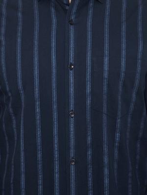 navy blue striped formal shirt - 16396863 - Standard Image - 5