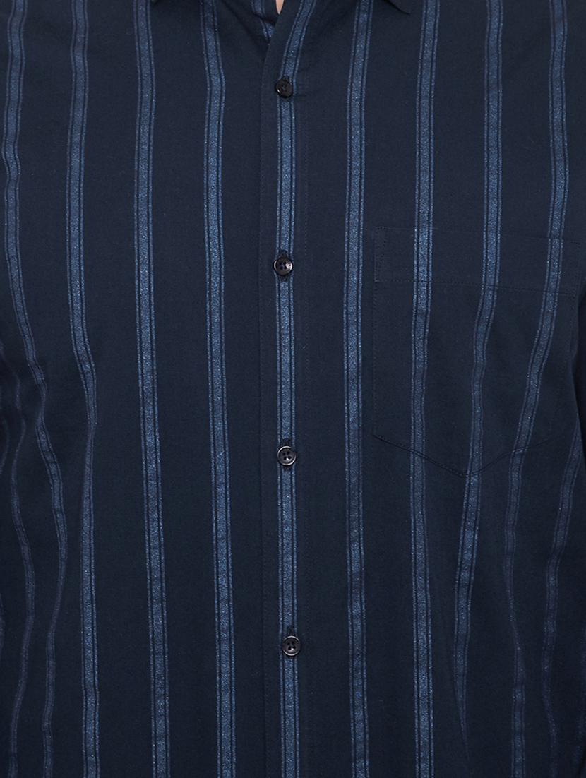 navy blue striped formal shirt - 16396863 - Zoom Image - 5