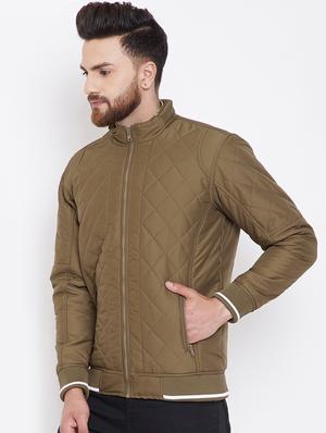 brown solid quilted jacket - 16396876 - Standard Image - 2
