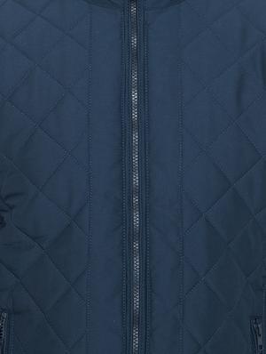 navy blue solid quilted jacket - 16396877 - Standard Image - 5
