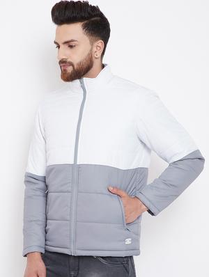 grey color block quilted jacket - 16396883 - Standard Image - 2