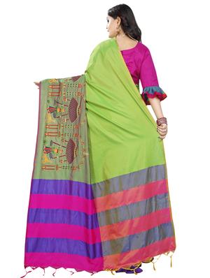 tonal shades embroidered saree with blouse - 16398833 - Standard Image - 2