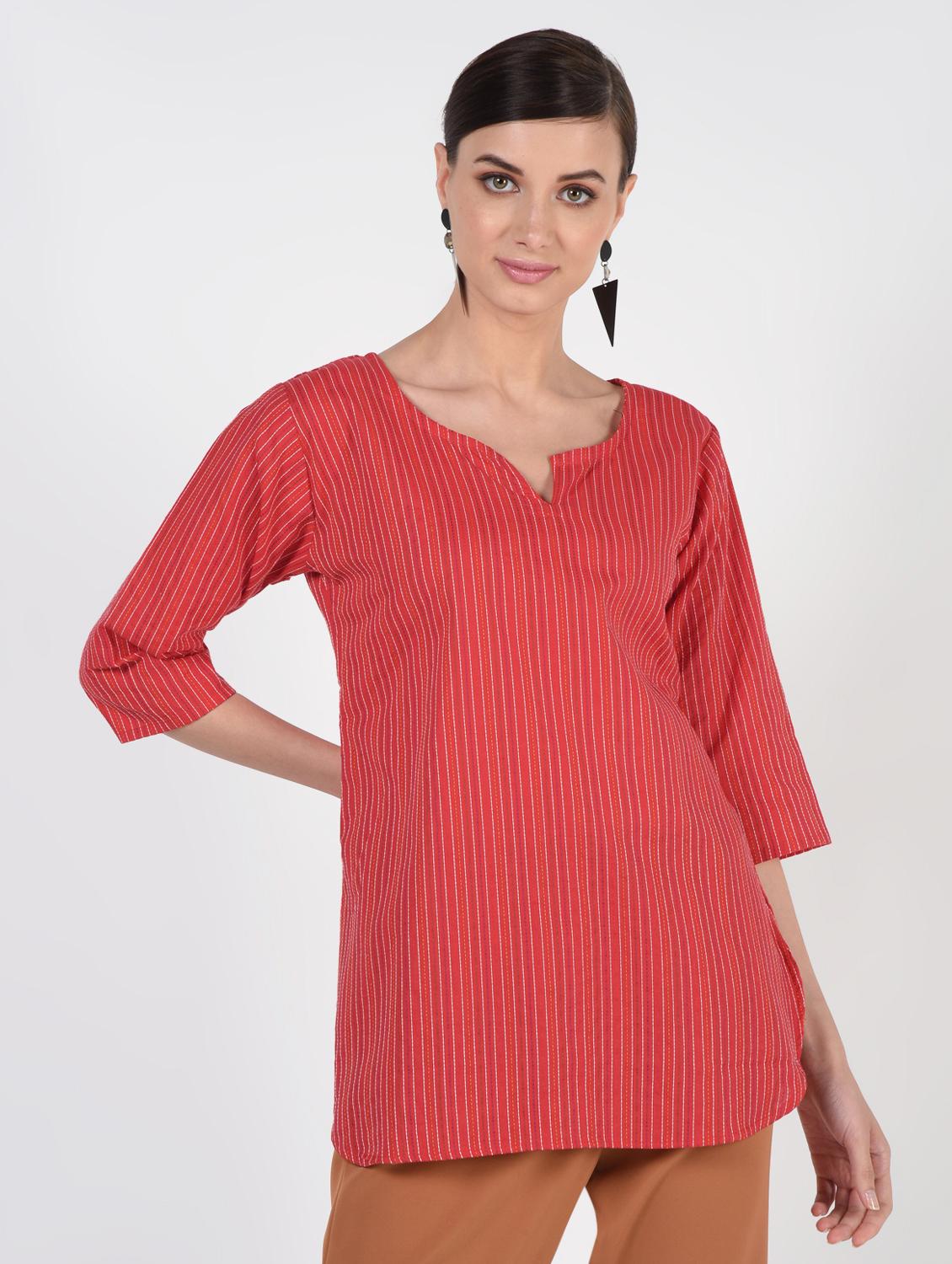 printed a-line kurti - 16399869 - Zoom Image - 2