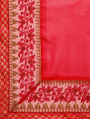 gold embroidered saree with blouse - 16400021 - Standard Image - 5