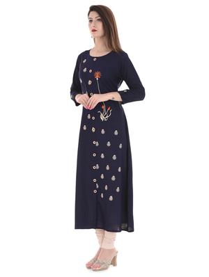 embroidered a-line kurta - 16401702 - Standard Image - 2