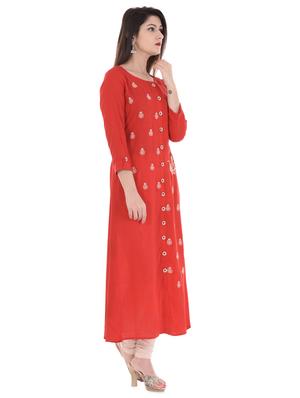 embroidered a-line kurta - 16401704 - Standard Image - 2