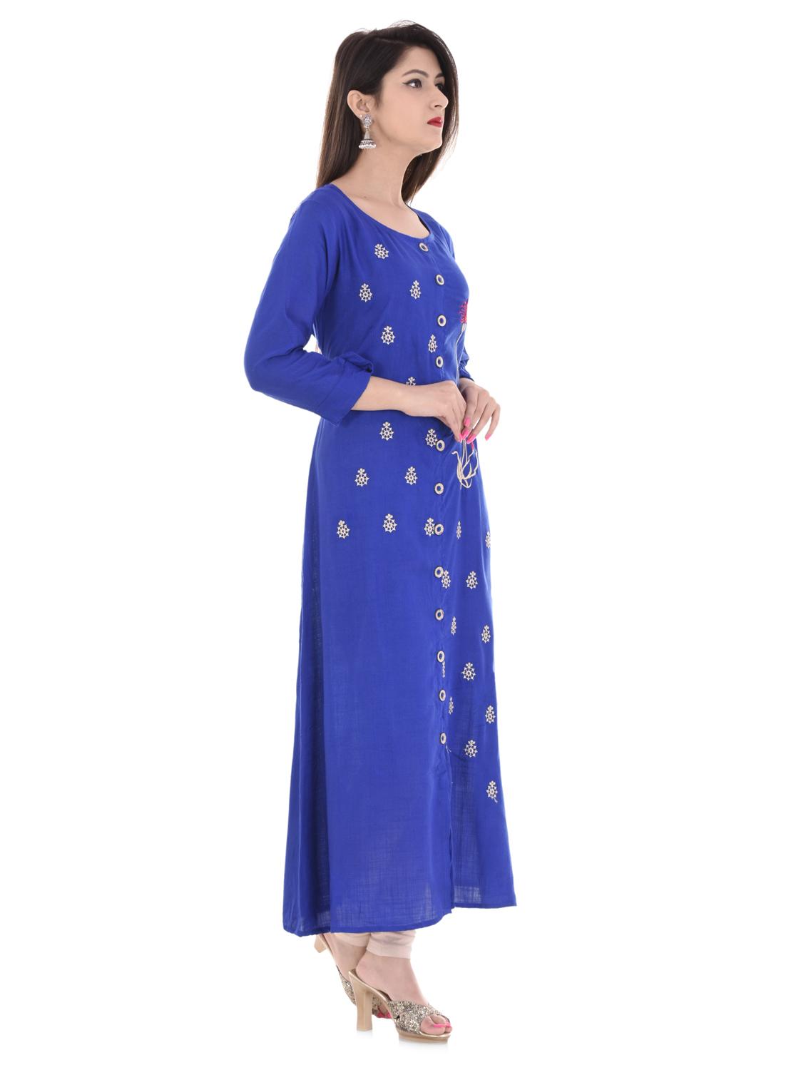 embroidered a-line kurta - 16401705 - Zoom Image - 2
