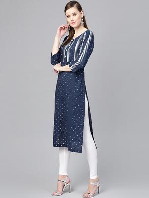 polka dots straight kurta - 16402089 - Standard Image - 2
