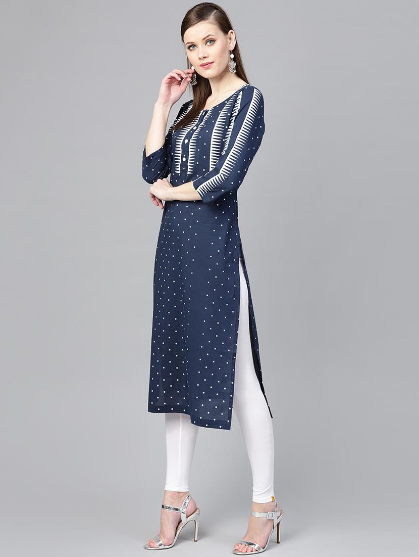 polka dots straight kurta - 16402089 - Zoom Image - 2