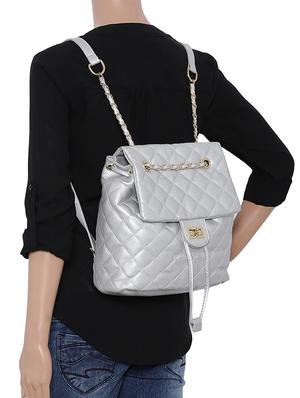 white leatherette (pu) regular backpack - 16403061 - Standard Image - 5