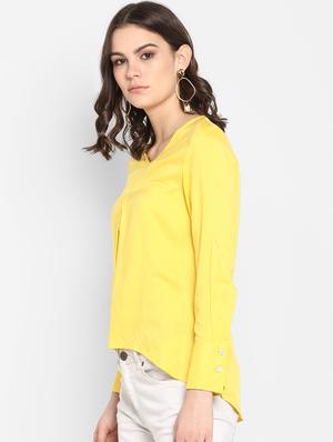 v-neck pleat detail high low top - 16404131 - Standard Image - 2