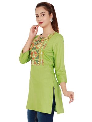 embroidered straight kurti - 16405244 - Standard Image - 2