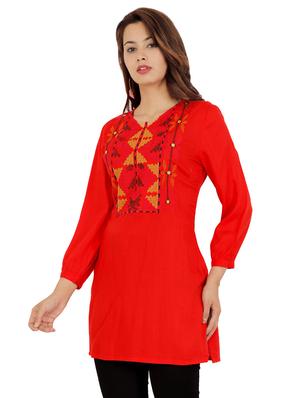 embroidered straight kurti - 16405248 - Standard Image - 2