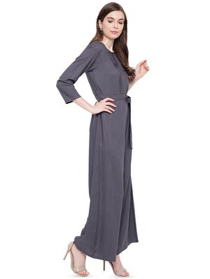 tie front solid jumpsuit - 16405388 - Standard Image - 2