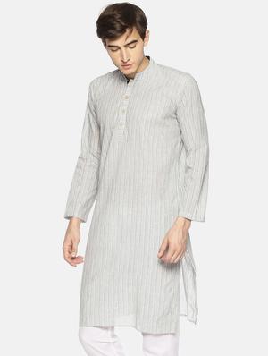 white striped long kurta - 16405657 - Standard Image - 2