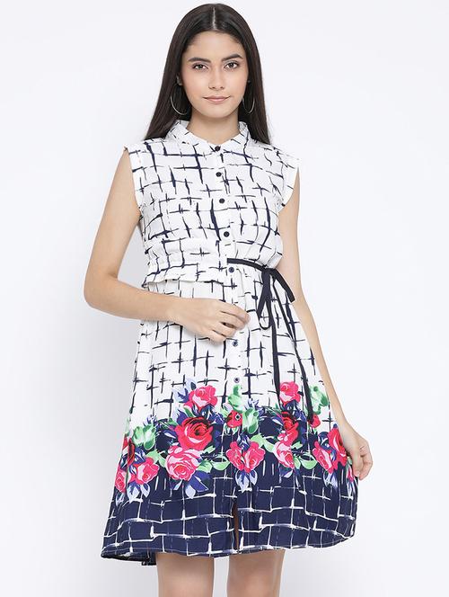 button up floral a-line dress - 16406938 - Very Small Image - 1