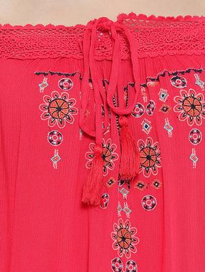 cold shoulder lace detail embroidered top - 16406971 - Standard Image - 5