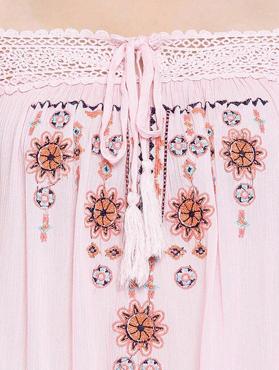 cold shoulder lace detail embroidered top - 16406972 - Zoom Image - 5