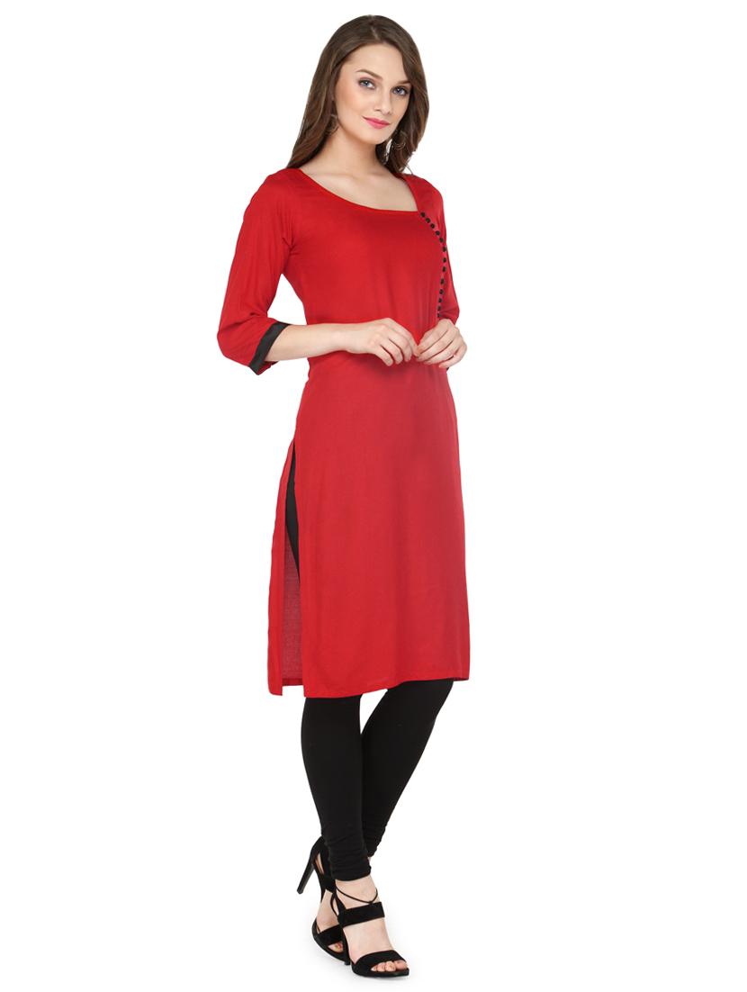 solid straight kurta - 16407088 - Zoom Image - 2