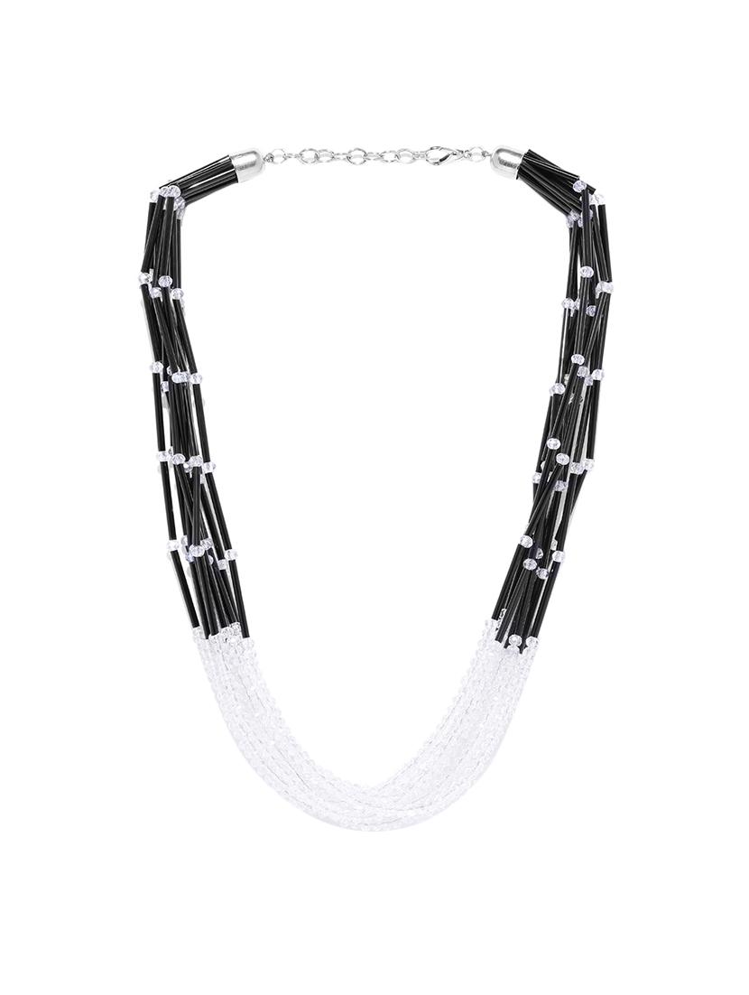 white metal short necklace - 16407159 - Zoom Image - 2