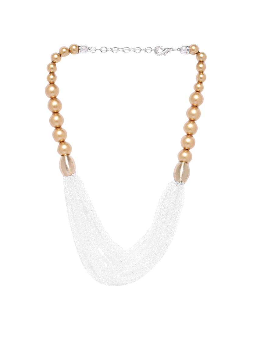 white metal short necklace - 16407163 - Zoom Image - 2
