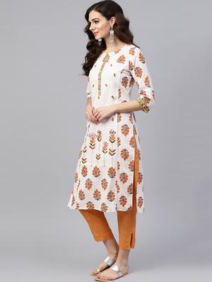 floral printed straight kurta - 16408931 - Standard Image - 2