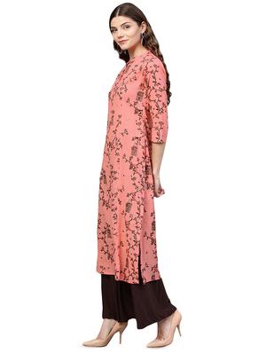 gold foil printed straight kurta - 16408966 - Standard Image - 2