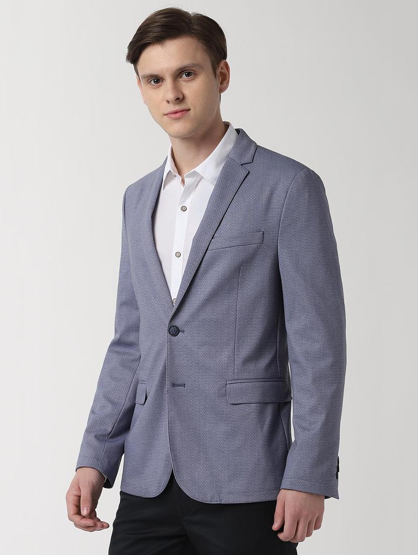 grey solid single breasted formal blazer - 16409181 - Zoom Image - 2