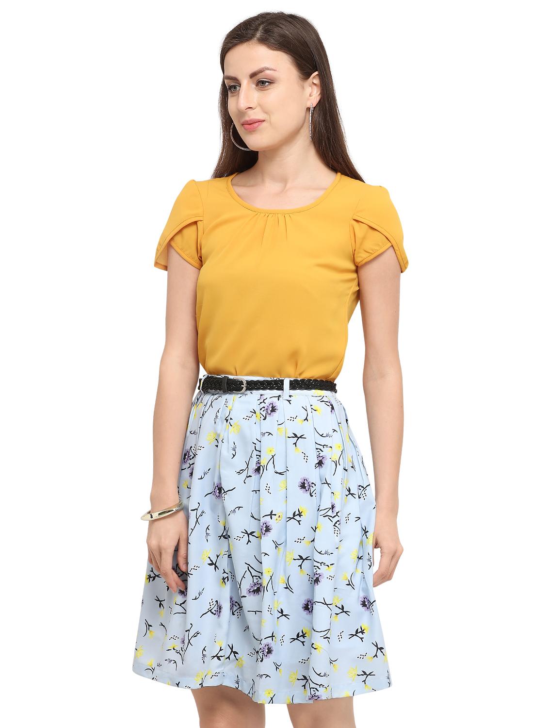 tulip sleeved top floral skirt set - 16410618 - Zoom Image - 2