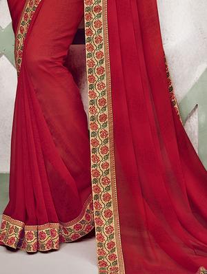 printed bordered saree with blouse - 16416048 - Standard Image - 2