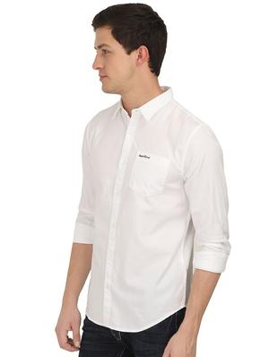 white solid casual shirt - 16416597 - Standard Image - 2