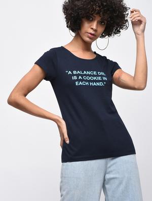 round neck slogan printed tee - 16416710 - Standard Image - 2