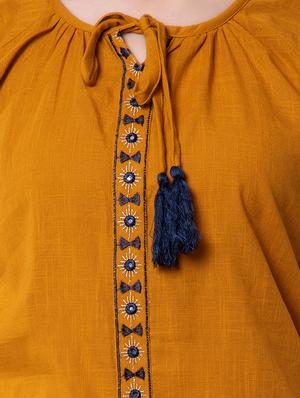 tassel tie up embroidered blouson top - 16416769 - Standard Image - 5