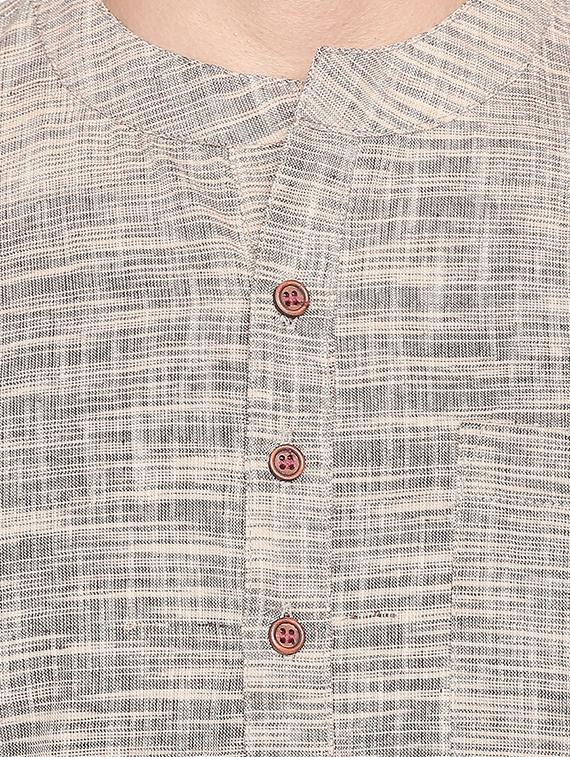 beige self design short kurta - 16416863 - Zoom Image - 5