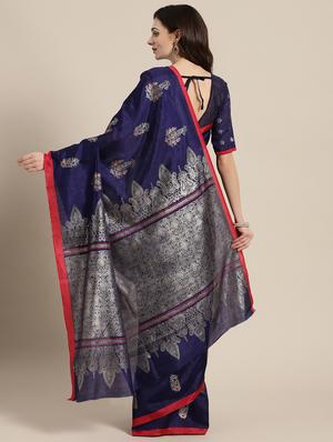 foil printed saree with blouse - 16416933 - Standard Image - 2