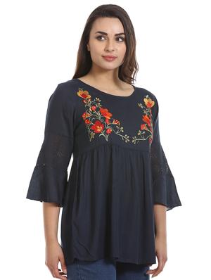 floral embroidered gathered top - 16417506 - Standard Image - 2